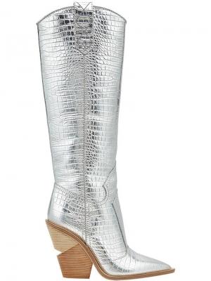 Ковбойские сапоги с заостренным носком Fendi. Цвет: серебристый