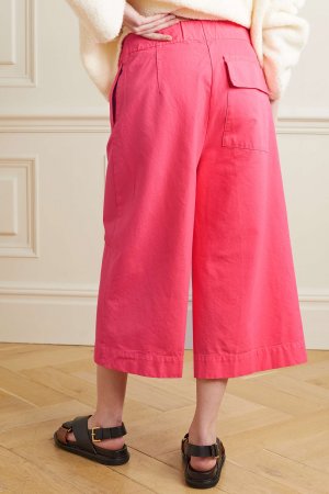 DRIES VAN NOTEN Укороченные широкие брюки из хлопкового холста, розовый