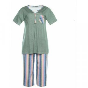 Пижама , размер 64, зеленый, мультиколор Натали. Цвет: зеленый/микс