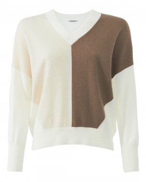 Пуловер Peserico. Цвет: белый+бежевый+коричневый