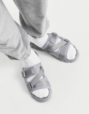 Серые сандалии-слипоны из технологичного материала -Серый ASOS DESIGN