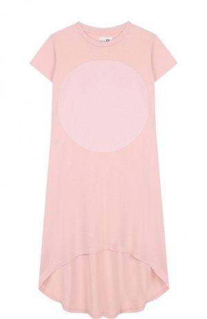 Хлопковое платье свободного кроя с асимметричным подолом NUNUNU. Цвет: розовый