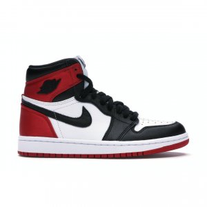 Женские кроссовки Air 1 Retro с высоким атласным черным носком красно-бело-красные CD0461-016 Jordan