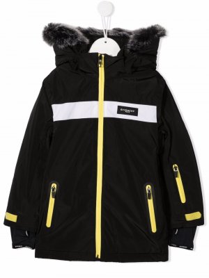 Пальто с искусственным мехом и логотипом Givenchy Kids. Цвет: черный