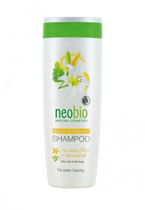 Шампунь Neobio для восстановления и блеска волос с био-лилией морингой, 250 мл. Цвет: прозрачный