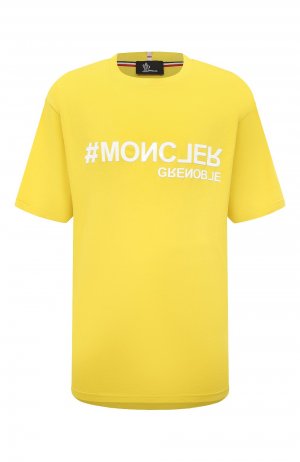 Хлопковая футболка Moncler Grenoble. Цвет: жёлтый