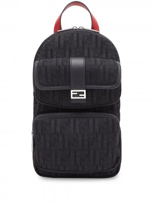 Рюкзак на одно плечо с логотипом FF Fendi. Цвет: черный
