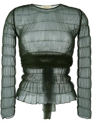Кружевная прозрачная блузка Romeo Gigli Pre-Owned. Цвет: зеленый