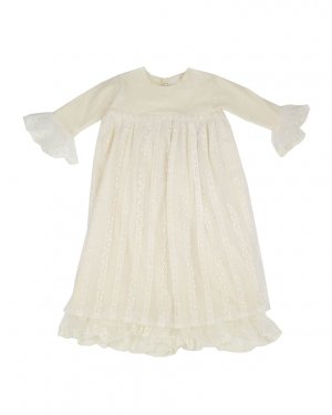 Кружевная ночная рубашка с оборками и чепчиком Mary Catherine для девочек, размер 0–3 мес. Haute Baby