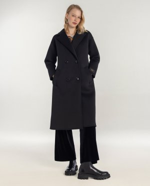 Женское пальто из неопрена с воротником лацканами , черный Naulover. Цвет: черный