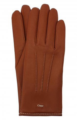 Кожаные перчатки Chloé. Цвет: коричневый