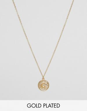 Ожерелье с инициалом на подвеске Ottoman Hands. Цвет: золотой
