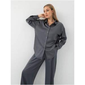 Костюм женский с брюками и рубашкой, комплект двойка нарядный модный стильный повседневный домашний COUS. Цвет: серый
