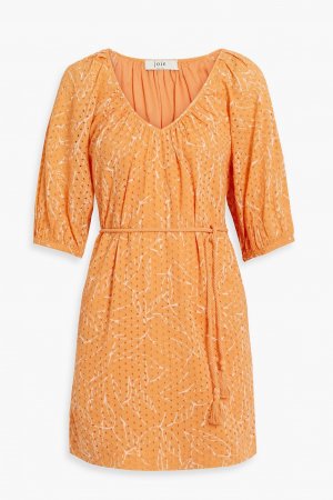 Платье мини из английской вышивки с принтом Tillman JOIE, оранжевый Joie