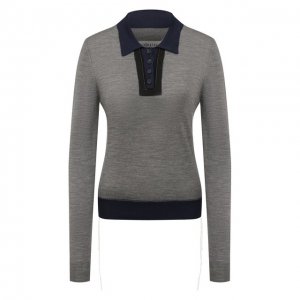 Пуловер-поло из шерсти и хлопка Maison Margiela. Цвет: серый