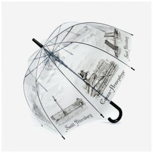 Зонт-трость , полуавтомат, купол 78 см, 8 спиц, прозрачный, для женщин, бесцветный Euroclim. Цвет: бесцветный
