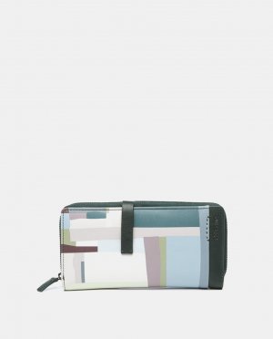 Большой кожаный кошелек с разноцветным геометрическим принтом , мультиколор Abbacino