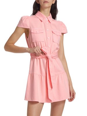 Джинсовое мини-платье-рубашка Miranda с поясом , цвет Petal Alice + Olivia