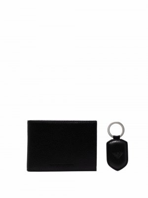 Складной кошелек и брелок Emporio Armani. Цвет: черный