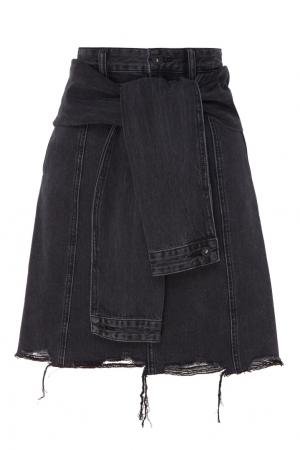 Черная джинсовая мини-юбка MO&Co. Цвет: черный