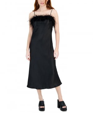 Женское платье-комбинация без рукавов с перьями Flora , черный Lucy Paris