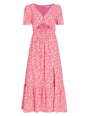 Платье миди с цветочным принтом и вырезом , розовый Wayf