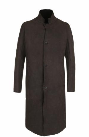 Кожаное пальто на пуговицах с воротником-стойкой Isaac Sellam. Цвет: темно-серый