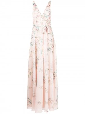 Вечернее платье без рукавов с цветочным принтом Marchesa Notte Bridesmaids. Цвет: розовый