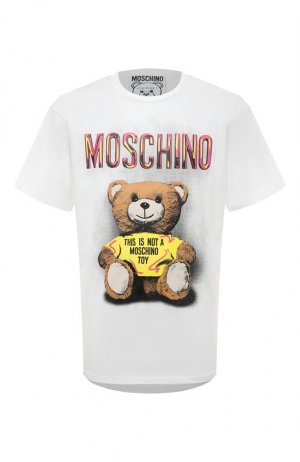 Хлопковая футболка Moschino. Цвет: белый