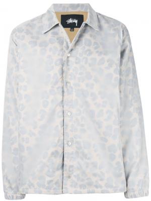 Куртка-рубашка с леопардовым рисунком Stussy. Цвет: нейтральные цвета