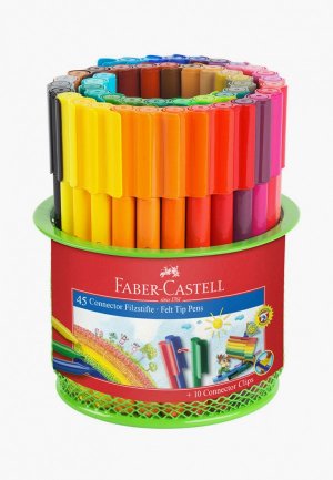 Набор фломастеров Faber-Castell Connector 45 + 10 клипс. Цвет: разноцветный