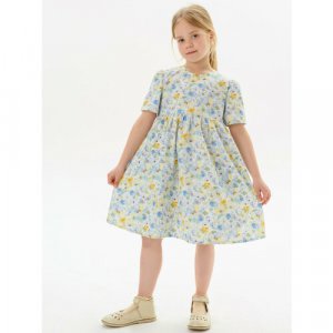 Платье, размер 116/122, голубой, желтый Мирмишелька. Цвет: желтый/голубой