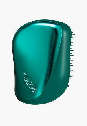 Расческа Tangle Teezer Compact Styler, для Всех типов волос, Компактная с крышкой, оттенок Green Jungle, 9х6.8х4.8 см. Цвет: зеленый