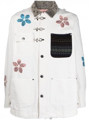 Куртка-рубашка с цветочной аппликацией Alchemist. Цвет: белый