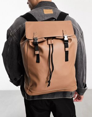 Рюкзак Design Faux Saffiano Leather, коричневый Asos