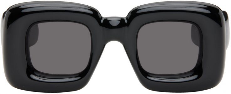 Черные завышенные прямоугольные солнцезащитные очки Loewe