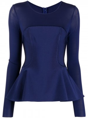 Приталенная блузка с баской Herve L. Leroux. Цвет: синий