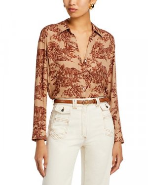 Nina Шелковая блузка с принтом L'AGENCE, цвет Multi L'AGENCE