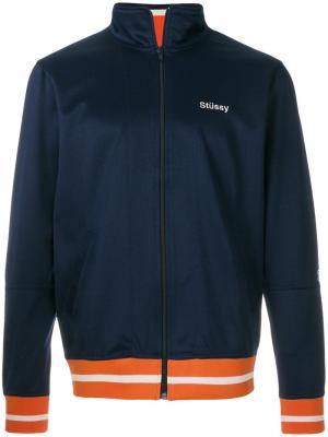 Спортивная куртка с контрастным подолом Stussy. Цвет: синий