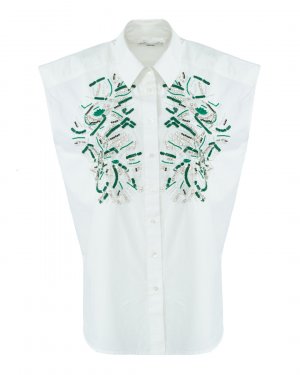 Хлопковая рубашка Essentiel. Цвет: белый+зеленый