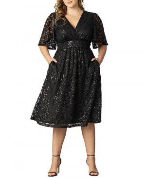 Женское коктейльное платье больших размеров со звездами и блестками , черный Kiyonna