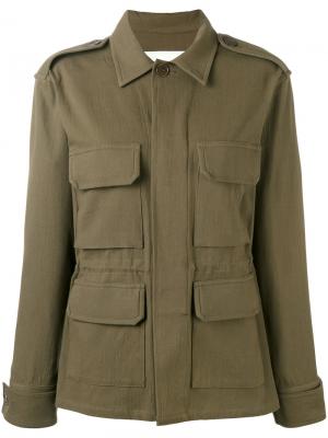 Куртка в стиле милитари с бахромой Ava Adore. Цвет: зелёный