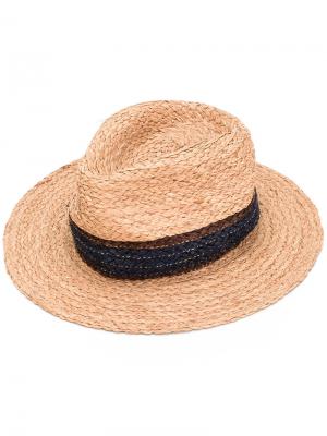 Плетеная шляпа-трилби Paul Smith. Цвет: телесный