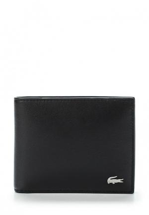 Комплект портмоне и брелок Lacoste. Цвет: черный