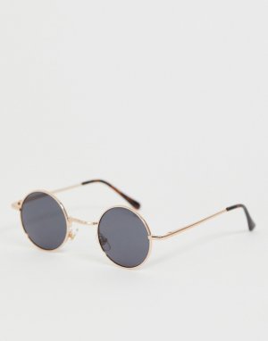 Круглые золотистые солнцезащитные очки -Золотой River Island
