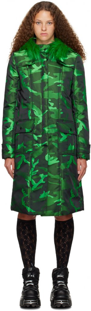 Зеленое камуфляжное пальто Anna Sui