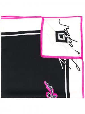 Платок K/Signature с цветочным принтом Karl Lagerfeld. Цвет: черный
