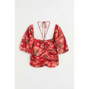 Укороченная блузка HM Красная с цветочным принтом 1087908003 H&M