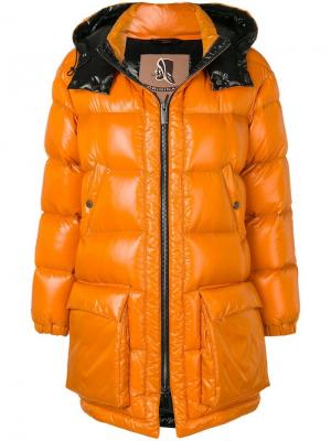 Пуховое пальто с капюшоном Sealup. Цвет: оранжевый