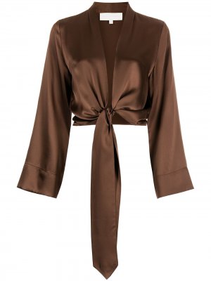 Блузка с длинными рукавами и завязками Michelle Mason. Цвет: коричневый